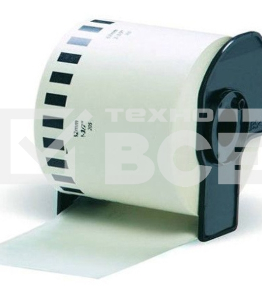 Бумажная клеящаяся лента Brother DK22205 62 мм x 30.48 м, черный шрифт, белый фон