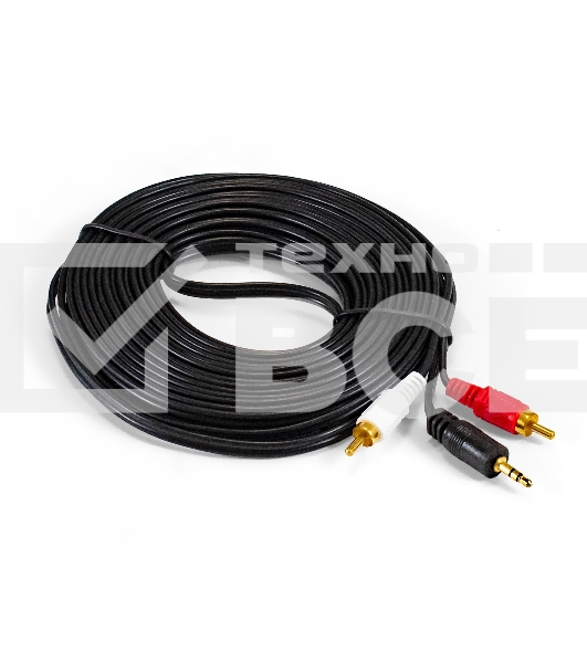 Кабель аудио Exegate EX-CCA-458-10.0 (3.5mm Jack M/2xRCA M, 10м, позолоченные контакты)