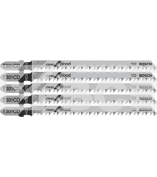 Пилка для лобзика Bosch 2608637590 5 ЛОБЗИКОВЫХ ПИЛОК T 301 CD, HCS