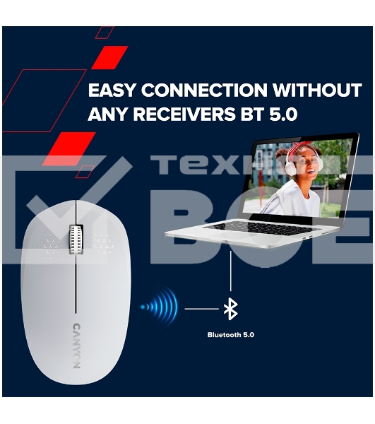 Мышь беспроводная Canyon MW-04 белый, 1200 dpi, Bluetooth, кнопки - 3