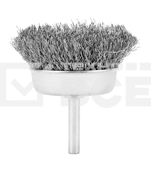 Щетка для дрели Сибртех 65 мм, 'чашка' со шпилькой, витая проволока 0,3 мм