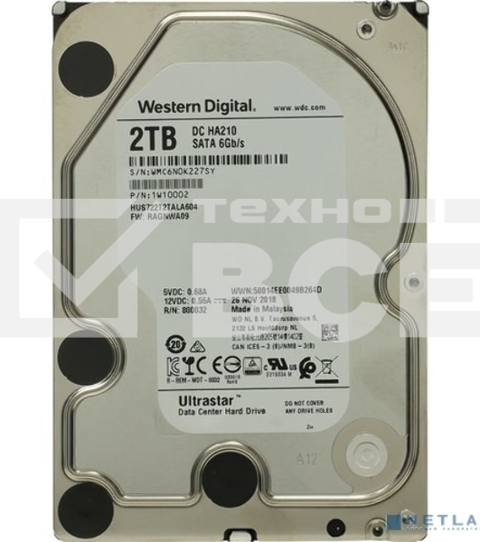 Жесткий диск Western Digital 2Tb 7200 rpm Ultrastar 7K2 (HUS722T2TALA604) {SATA 6Gb/s, 128mb buffer, 3.5