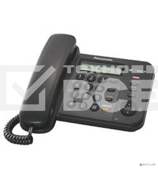 Телефон проводной Panasonic KX-TS2358RUB черный АОН,Caller ID,ЖКД,блокировка набора,выключение микрофона,кнопка 