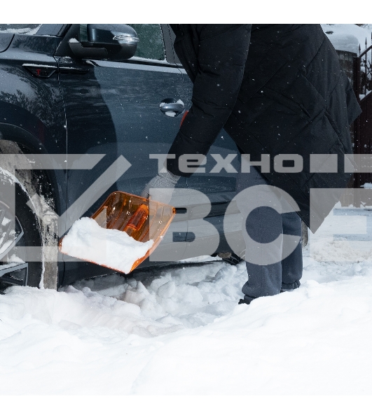 Лопата для уборки снега, поликарбонат, 270х360х840 мм, стальной черенок, усиленная Сибртех
