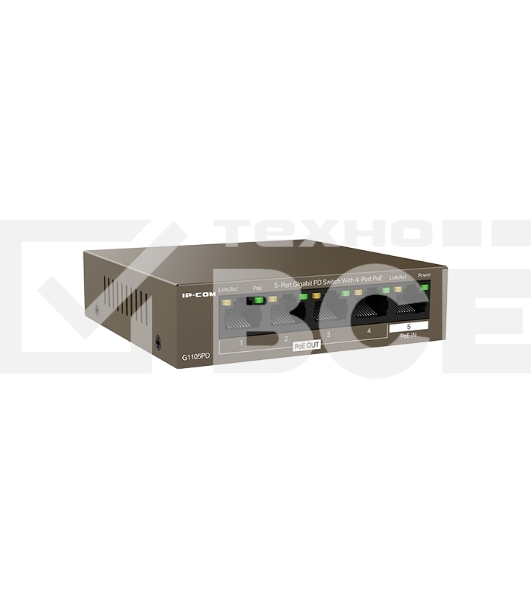 Коммутатор TENDA G1105PD (IP-COM) (5 портов Ethernet 10/100/1000 Мбит/сек, 4xPoE IEEE 802.3af 15.4W (max 30W)) (G1105PD)