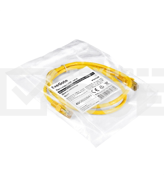 Патч-корд ExeGate UTP-RJ45-RJ45-C6-1M-YL, UTP, cat.6, 1м, желтый