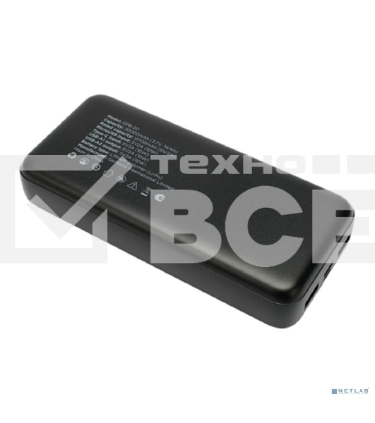 Портативный аккумулятор Gembird GPB-20, 20000мА·ч, 2A, черный