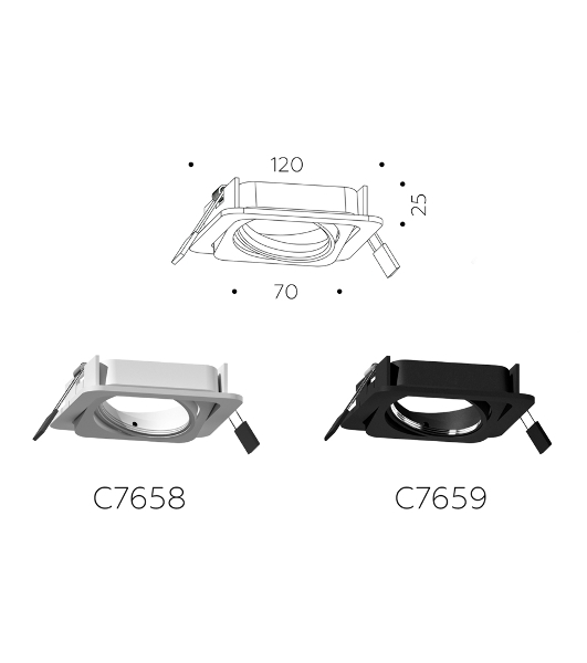 Корпус светильника C7658 SWH белый песок 120*120*H25mm MR16 GU5.3