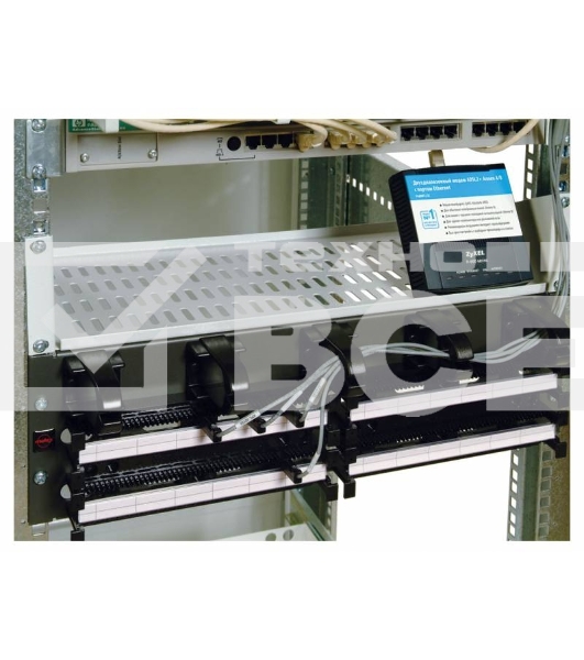 Полка стационарная ЦМО МС-40 2U нагр.:15кг. 19' 400мм серый (упак.:1шт)