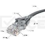 Патч-корд GCR прямой 2.0m UTP кат.6, серый, 24 AWG, ethernet high speed, RJ45, T568B, GCR-52592, фото4