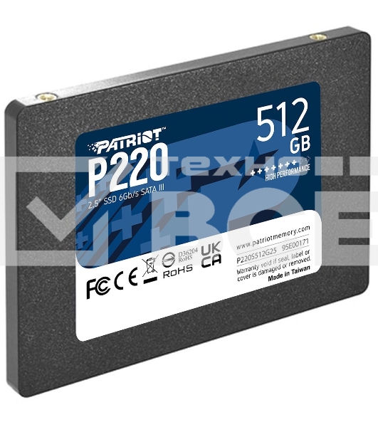 Накопитель SSD Patriot P220, 512GB, SATA III, 2.5