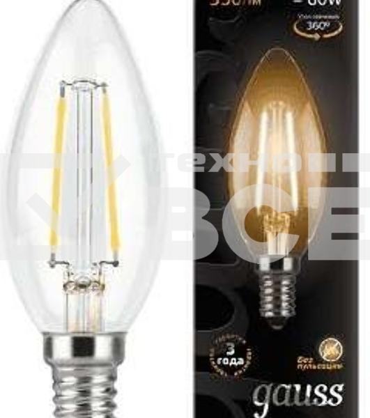 Светодиодная лампа GAUSS 103801107 LED Filament Свеча E14 7W 550lm 2700К 1/10/50