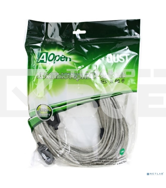 Кабель удлинитель Aopen активный ACU823-15M, USB2.0-repeater AM/AF 15м