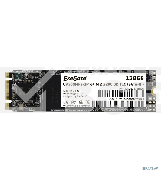 Накопитель SSD ExeGate NextPro+ UV500TS128, 128Gb, M.2, SATA 3, R/W 558/497