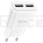 Блок питания (сетевой адаптер) HOCO C88A Star два порта USB, 2.4A, 10.8W белый, фото 1