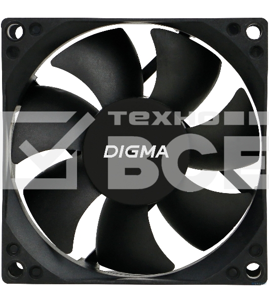 Вентилятор для корпуса Digma DFAN-80 черный, 80 мм, 1800 об/мин, 23 дБ, 4 pin