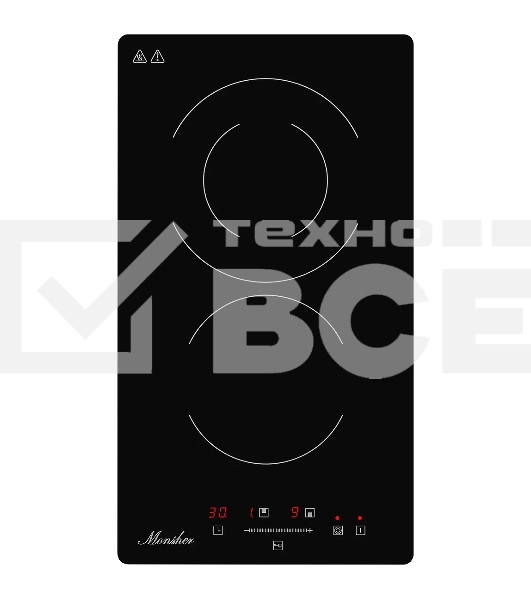 Встраиваемая варочная панель Monsher MHE 3002 30 см, электрическая, две конфорки, черный