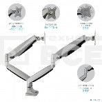 Кронштейн Kromax OFFICE-22 серебристый, 4 шт/уп. Кр. алюм. настол. для мон. 17'-35', max 2x15 кг, 6 ст св., нак. ±90°, пов. 360°, max VESA 100x100 мм., фото12