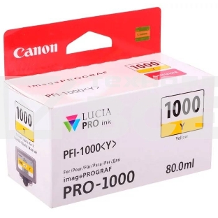 Картридж струйный Canon PFI-1000 Y жёлтый (80 мл.) для Canon IJ SFP PRO-1000 WFG