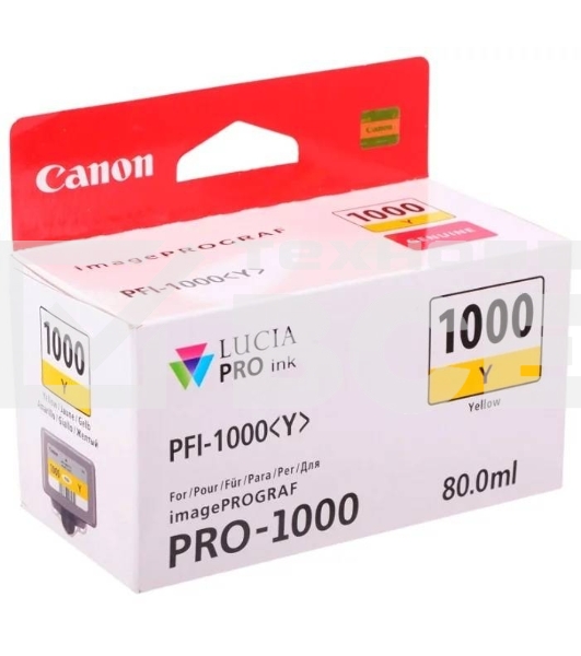 Картридж струйный Canon PFI-1000 Y жёлтый (80 мл.) для Canon IJ SFP PRO-1000 WFG