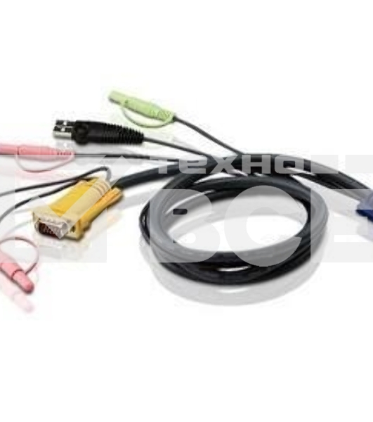 Кабель ATEN KVM Cable 2L-5305U Кабель для KVM: USB(Am)+DB15(m)+2*Audio (PC) -на- SPHD15(m)+2*Audio (KVM), 5м
