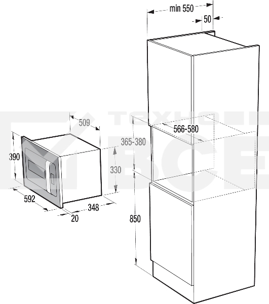 Микроволновая печь Gorenje BM235ORAW 23л. 900Вт белый/серебристый (встраиваемая)