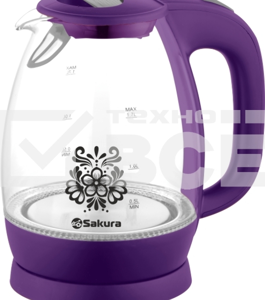 Чайник электрический Sakura SA-2715V (1.7) стекл подсв