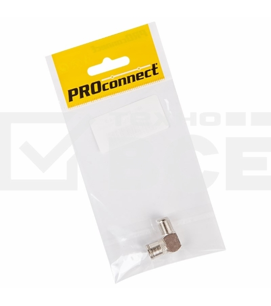 Переходник антенный, (гнездо F - гнездо TV), угловой (1шт.) (пакет)  PROconnect