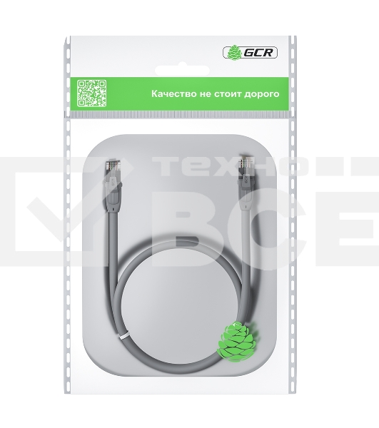 Патч-корд GCR прямой 2.0m UTP кат.6, серый, 24 AWG, ethernet high speed, RJ45, T568B, GCR-52592
