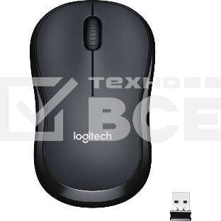 Мышь беспроводная Logitech M221 SILENT черный, 1000 dpi, радиоканал, USB, кнопки - 3