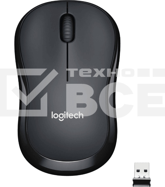 Мышь беспроводная Logitech M221 SILENT черный, 1000 dpi, радиоканал, USB, кнопки - 3