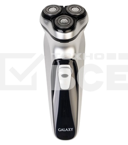 Бритва Galaxy Line GL 4209, серебряный с черным, роторная, аккумуляторная, 5 Вт, Li-Ion аккумулятор емкостью 600 мА*ч, время непрерывной работы до 1,5 ч, ножи из нержавеющей стали, 3 независимые плавающие головки, возможность промывки бреющего блока, инди