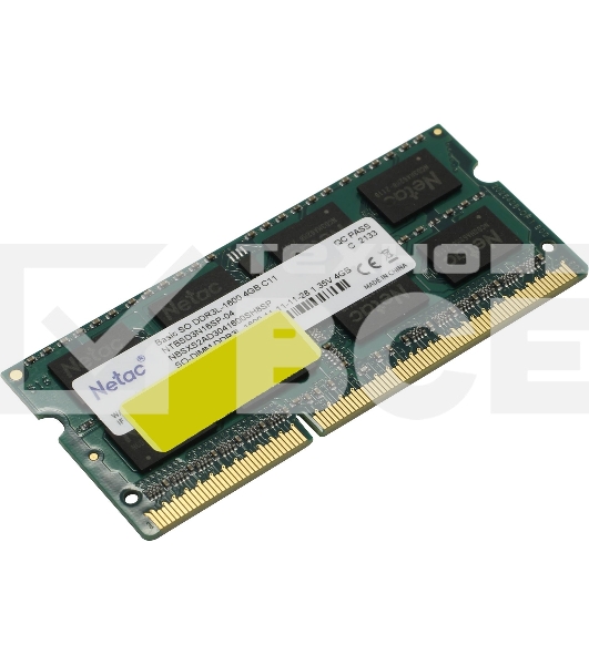 Оперативная память NETAC Basic, DDR3L, 4GB (1x4GB), 1600MHz, CL11, SO-DIMM