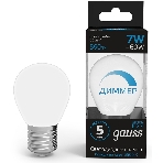 Лампа светодиодная Шар Gauss 7W 590lm 6500К E27 диммируемая LED, фото7