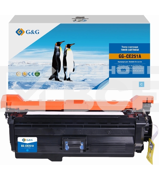 Картридж лазерный G&G GG-CE251A CE251A голубой (7000стр.) для HP CLJ CP3525n/CP3525dn/CP3525X/CP3520/CM3530fs MFP/CM3530 MFP
