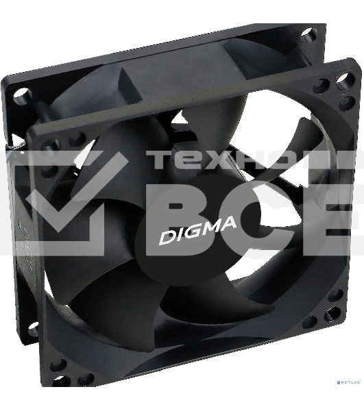 Вентилятор для корпуса Digma DFAN-80 черный, 80 мм, 1800 об/мин, 23 дБ, 4 pin