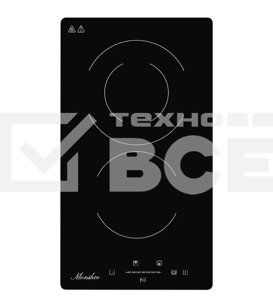 Встраиваемая варочная панель Monsher MHE 3002 30 см, электрическая, две конфорки, черный
