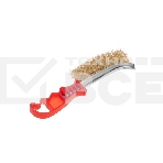 Щетка металлическая Kranz с пластиковой ручкой, витая латунированная проволока, фото 1