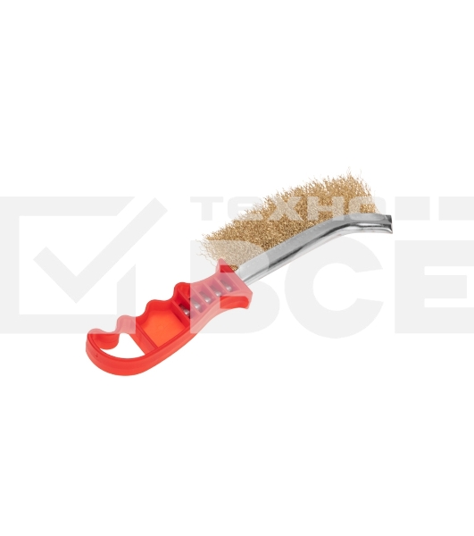 Щетка металлическая Kranz с пластиковой ручкой, витая латунированная проволока