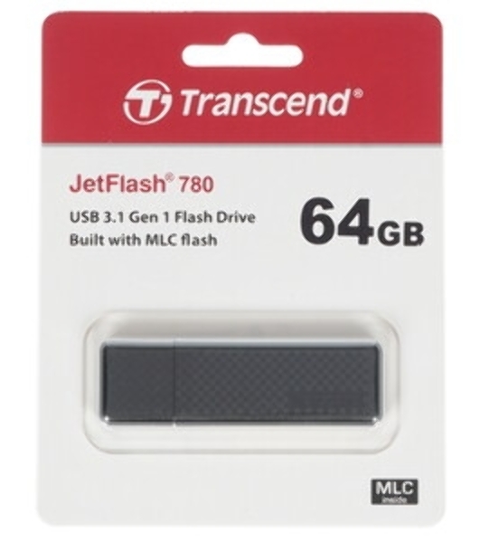 Флешка USB Transcend JetFlash 780 (TS64GJF780), 64Gb, USB 3.2 Gen 1 (USB 3.0), R/W 210/140, черный/серебристый