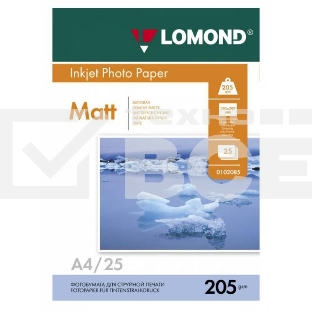 Фотобумага Lomond 0102124 A4/205г/м2/25л./белый матовое для струйной печати