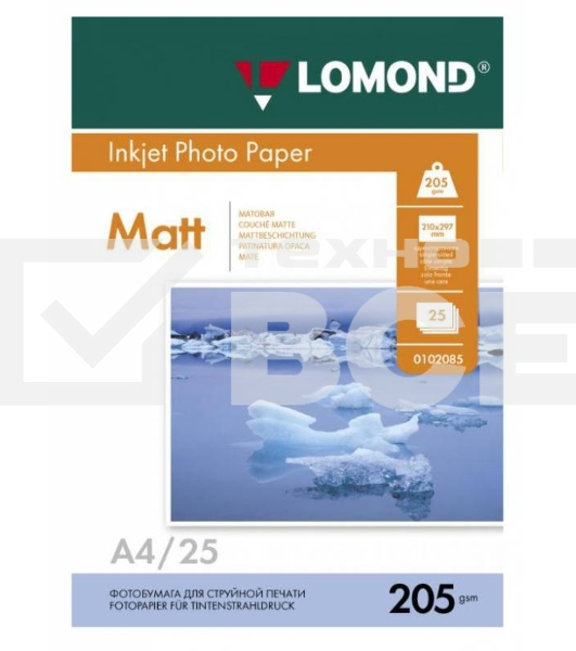 Фотобумага Lomond 0102124 A4/205г/м2/25л./белый матовое для струйной печати
