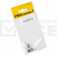 Переходник антенный, (гнездо F - штекер TV), угловой (1шт.) (пакет)  PROconnect
