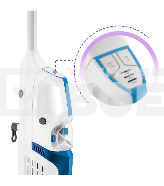 Пылесос вертикальный паровой Kitfort KT-556 белый, питание от сети, 1700 Вт, уборка сухая/паром, пылесборник 0.4 л