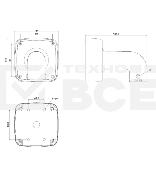 Настенный кронштейн для камер серий SD42, SD32, SD29, HDBW2, HDBW3, HDBW4, EB1 Wall Mount PFB302S