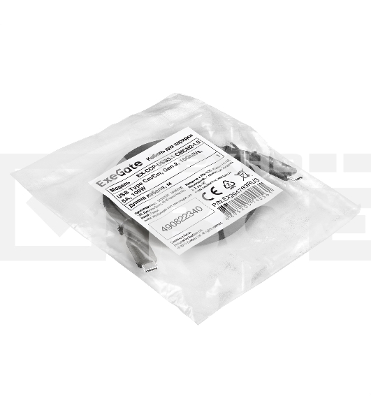 Кабель для зарядки ExeGate EX-CCP-USB3.1-CMCM2-1.0 (USB Type Cm/Cm, Gen.2, 10Gbit/s, 5A, 100W, 1м)