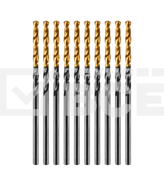 Сверло по металлу, 2 мм, HSS-Tin, Golden Tip, 10 шт. Denzel