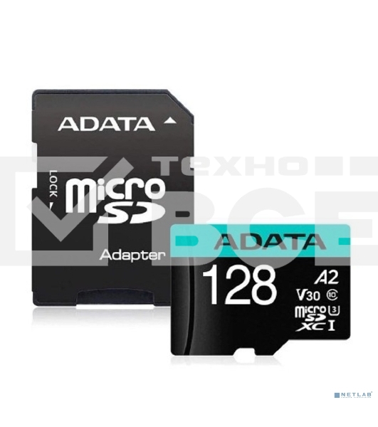 Карта памяти MICRO SDXC 128GB W/AD. AUSDX128GUI3V30SA2-RA1 ADATA