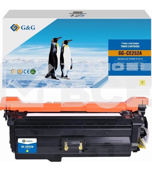 Картридж лазерный G&G GG-CE252A CE252A желтый (7000стр.) для HP CLJ CP3525n/CP3525dn/CP3525X/CP3520/CM3530fs MFP/CM3530 MFP