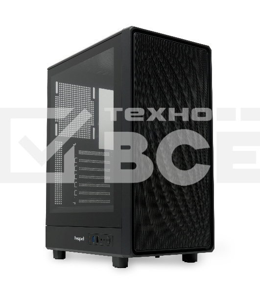 Компьютерный корпус без блока питания HSPD M510, Mesh Mid Tower, черный, TG, 0.5 SPCC, no fans ATX, mATX, mITX 180/280/160мм 1x2.5', 1x3.5', 7xPCI 1xUSB-A 3.0, 1xUSB-A 1.0 517x277x418мм